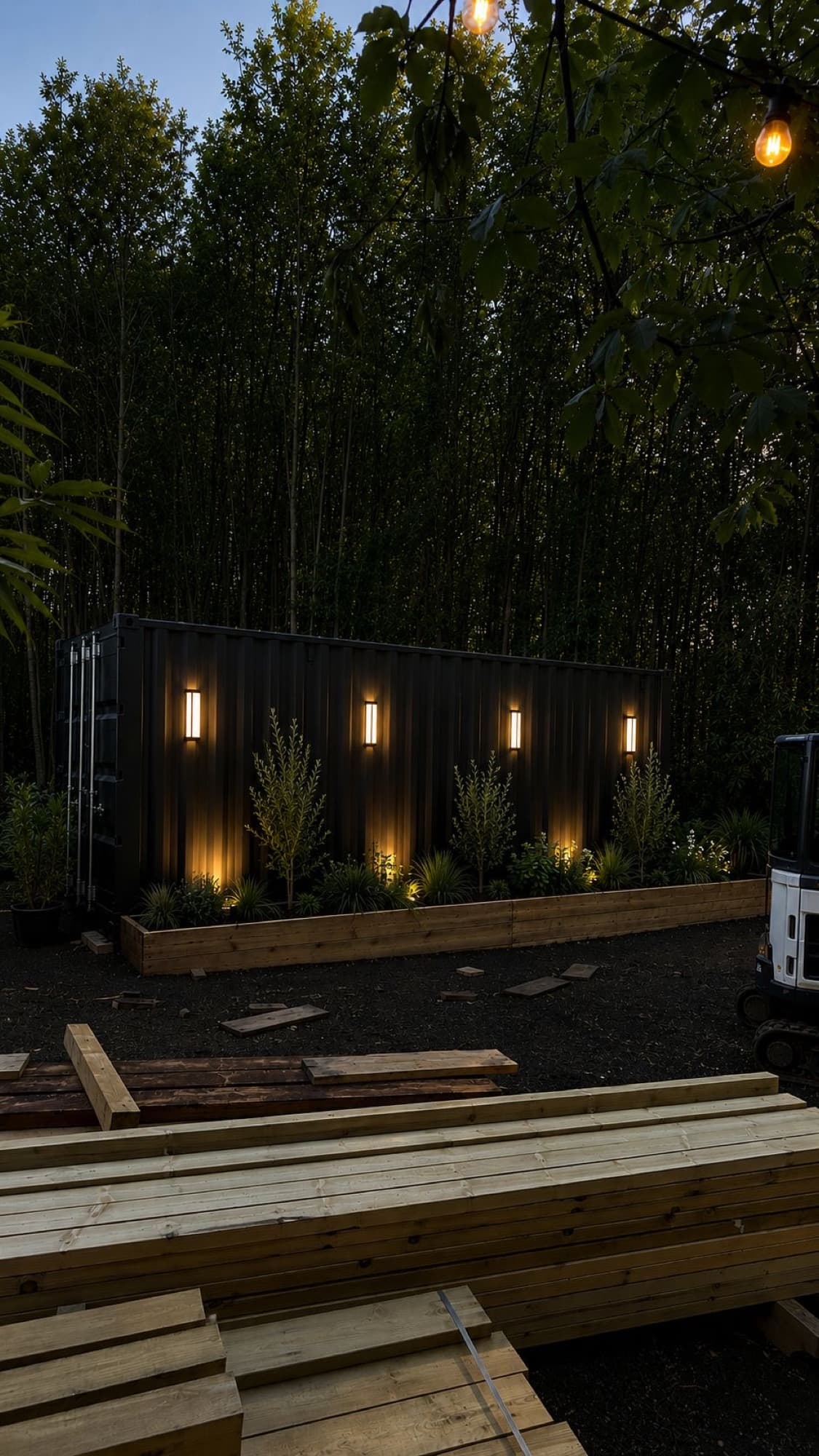 The sauna and cold plunge space under construction at the Yard Fitness studio
